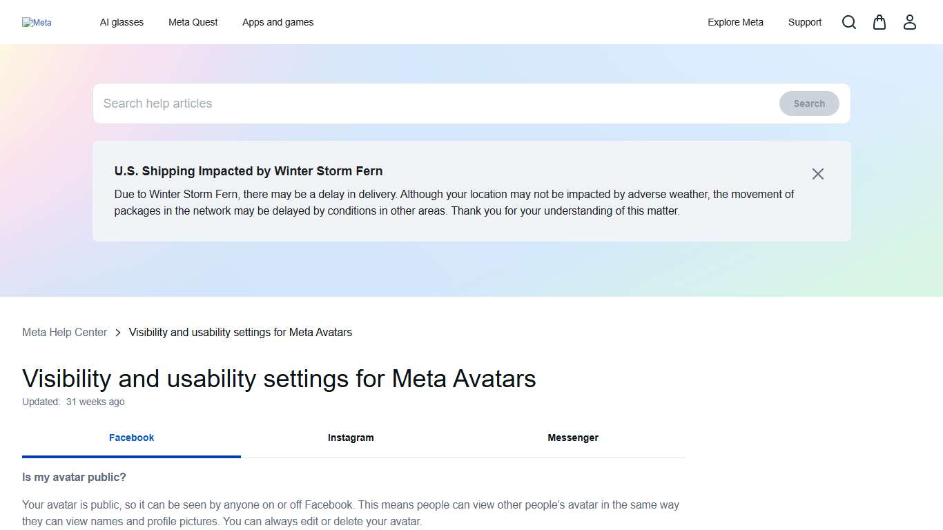 Visibility and usability settings for Meta Avatars Meta Help Center Meta Store